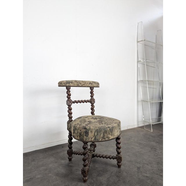 Napoleon III Smoking Chair in Twisted Blackened Wood with Foliage Tapestry, in Very Good conditions. Designed before 1890