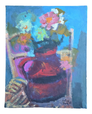 Robert Dago, Still Life Pitcher with Flowers, 1988, Oil on Canvas