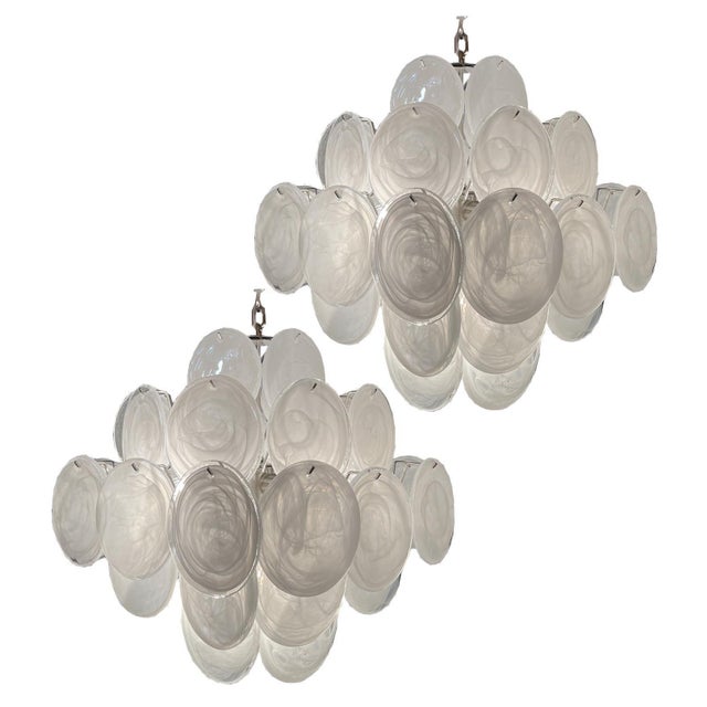 Vintage Italian Murano Chandelier with 36 White Disks, 1990s For Sale - Image 16 of 17
