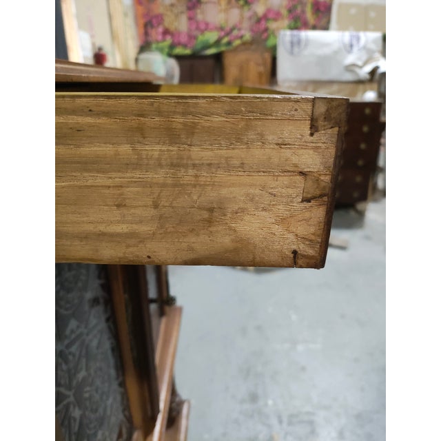 Antique Victorian Walnut Sheet Music Cabinet / Record Cabinet With Patterned Glass Doors, Circa 1880 For Sale - Image 13 of 13