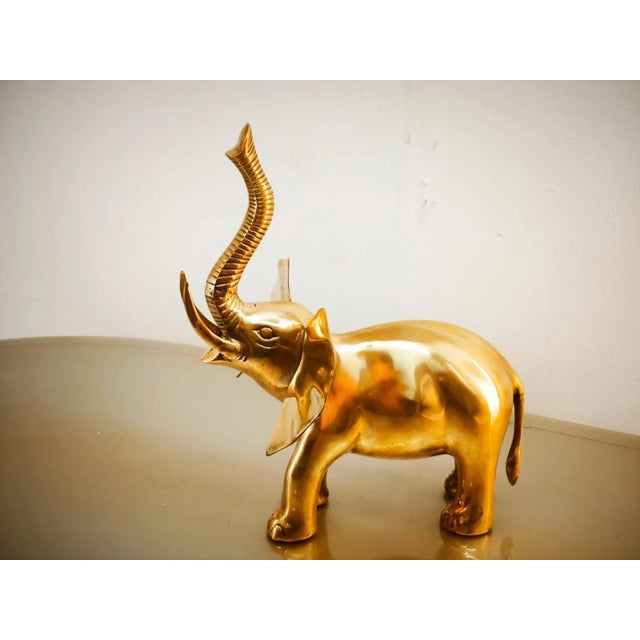 Vintage Gold Brass Elephant For Sale - Image 5 of 12