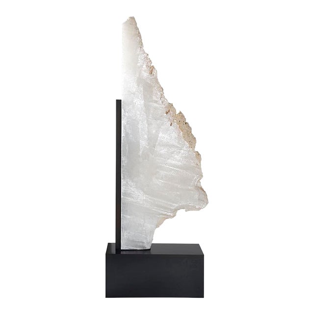 Selenite Sculpture on Steel Museum Mount For Sale