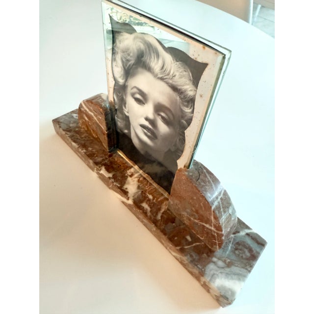 Art Deco Early 20th Century French Art Deco Marble & Glass Table Top Picture Frame For Sale - Image 3 of 10