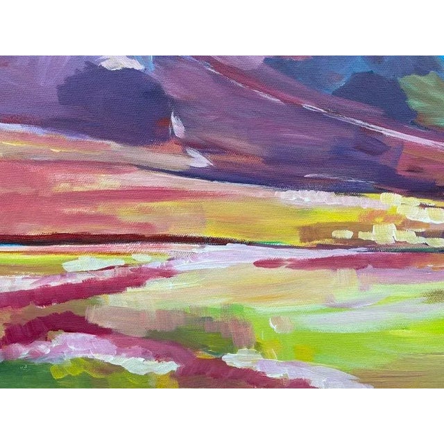 Pink Colourful Abstract Landscape Painting of Scottish Highlands by Contemporary Artist For Sale - Image 8 of 13