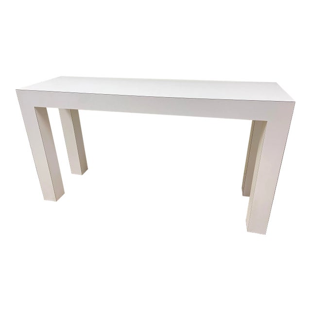 Modernist Style White Laminate Parsons Console Table For Sale