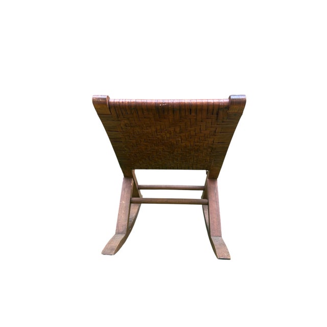 Mid 20th Century Mid-20th Century Woven Split Reed Gout Rocker or Footrest For Sale - Image 5 of 11