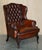 Chesterfield Wingback Chairs and Ottomans in Brown Leather, Set of 4 For Sale - Image 3 of 18