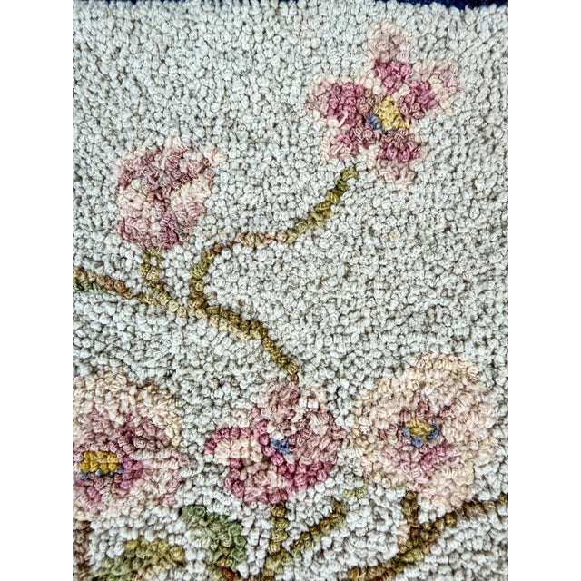 American American Floral Hooked Rug Wall Hanging With Roses and Delft-Style Vase, Circa 1930’s For Sale - Image 3 of 18