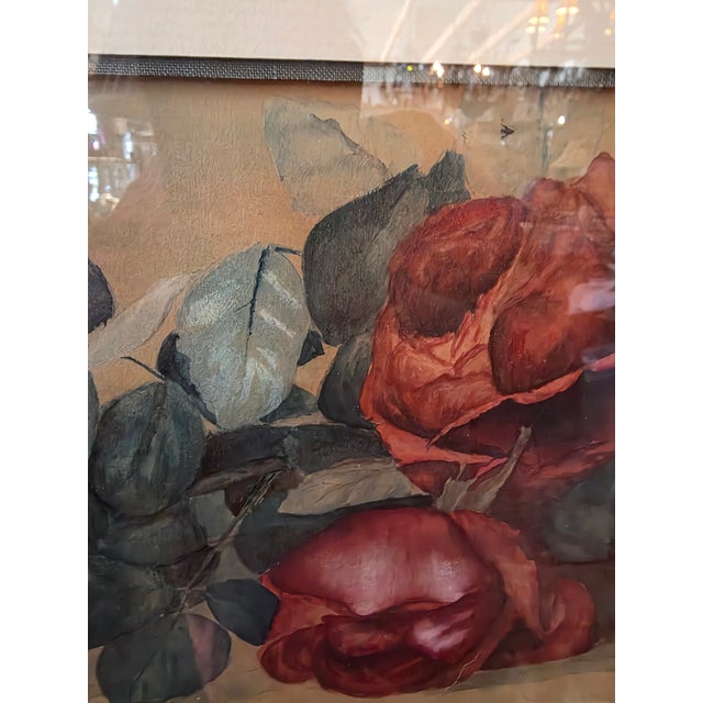 1980s Rose Watercolor Unsigned For Sale - Image 5 of 10