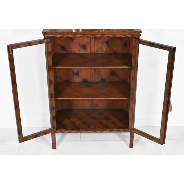 Antique English Decorative Cabinet with Original Burnt Pattern Finish For Sale - Image 9 of 12