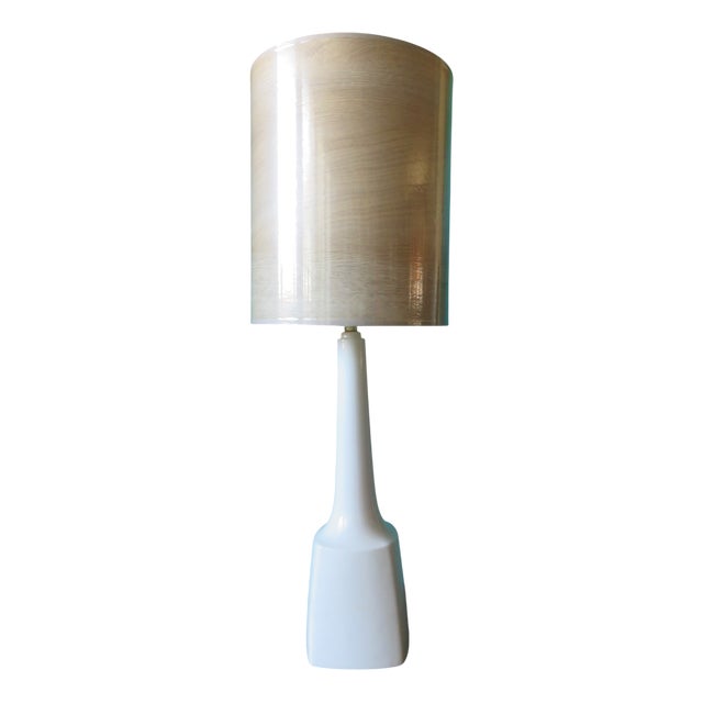 Danish Tall Table Lamp in White Stoneware, 1965 For Sale