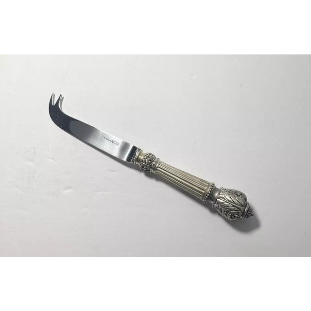 Black 2000s Godinger “Plume” Silverplate & Black Marble Cheese Board & Knife For Sale - Image 8 of 10