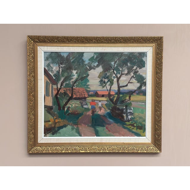 Oskar Person, On Bicycle, 1960s, Oil on Panel, Framed For Sale - Image 9 of 17
