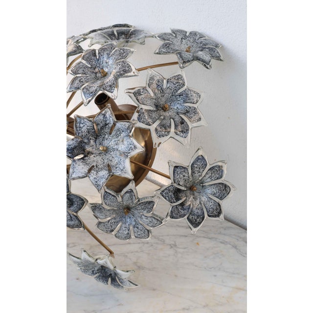 1970s 1970s Large Murano Vintage Ceiling Light Black Flowers For Sale - Image 5 of 17