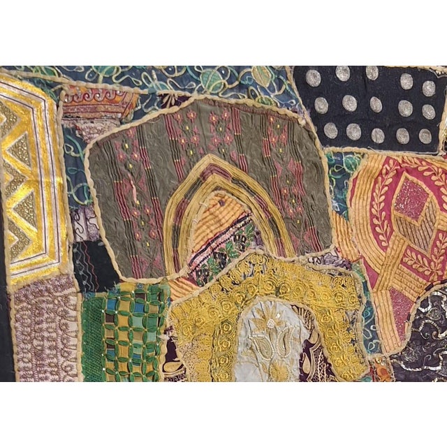 Textile Large Antique Central & South Asian Embroidered Patchwork Textile Quilt, 7'10" X 7'5" For Sale - Image 7 of 12