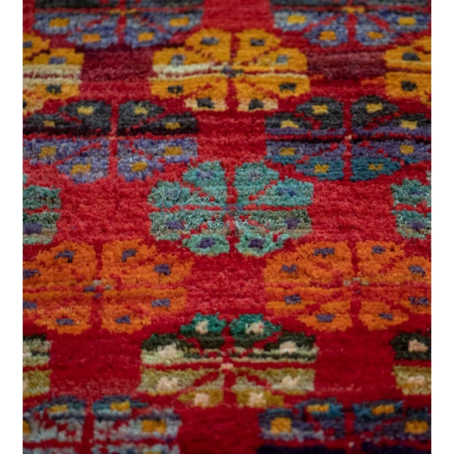Textile Mid 20th Century Vintage Floral Tomato-Red Handwoven Wool Turkish Rug For Sale - Image 7 of 9