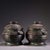 Asian Pair of Antique Bronze Lidded Jars With Archaic Scrollwork For Sale - Image 3 of 9