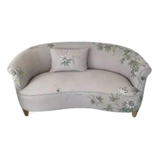 African Gray Hand-Embroidered Curved Sofa For Sale