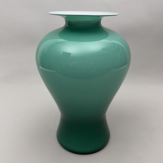 Murano Glass Vase in Aqua Green and White, 1970s For Sale - Image 4 of 11