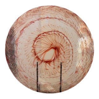 Global Views Glass Red Swirl Plate For Sale