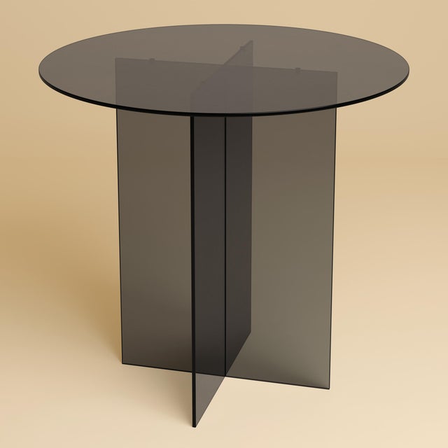 Round Dining Table in Smoked Glass by Lebanto For Sale - Image 4 of 4