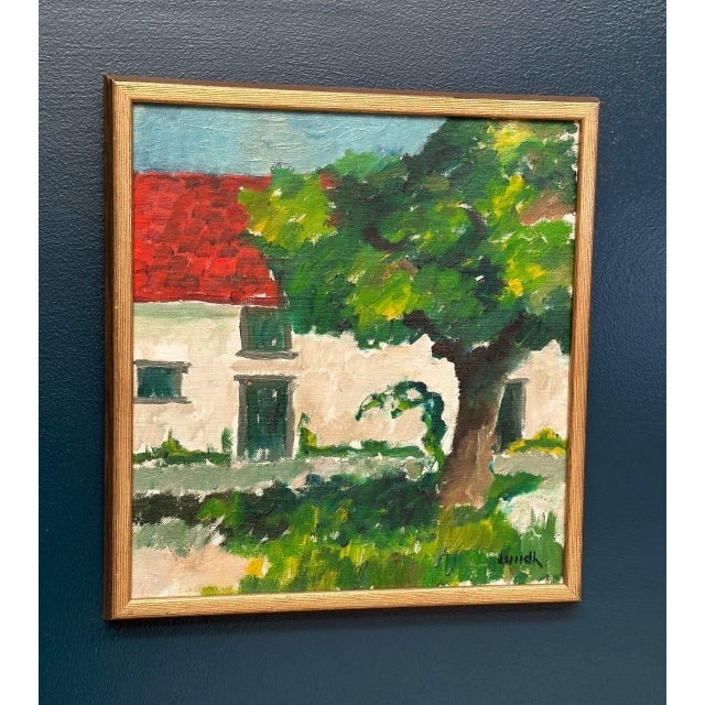 Karl Bertil Lundh, Tree by House, 1960s, Oil on Canvas, Framed For Sale - Image 6 of 13