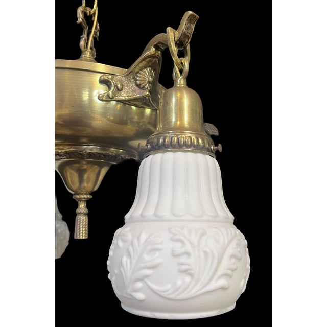 1930s Vintage Pan Chandelier With Rosette Pattern For Sale - Image 5 of 7