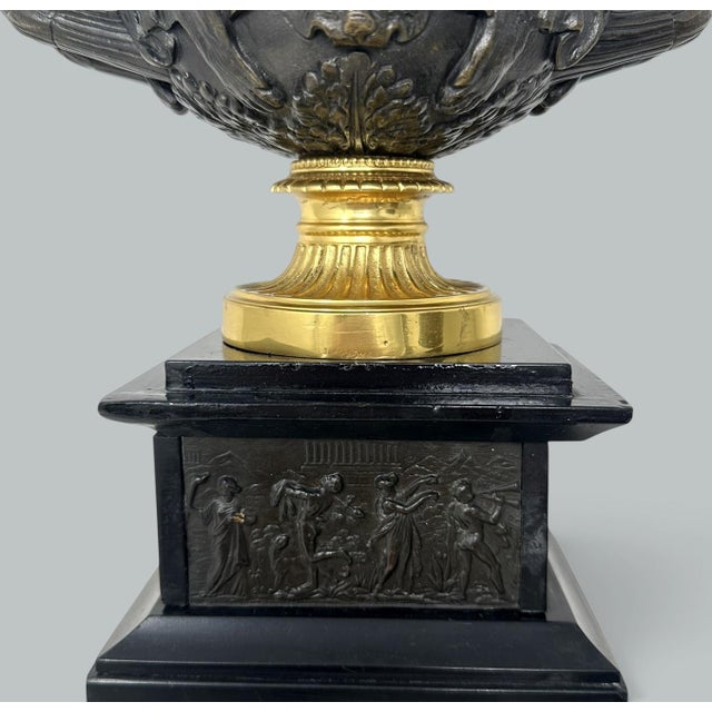 Antique Pair French Ormolu Bronze Warwick Albani Grand Tour Vases Urns Clodion For Sale - Image 4 of 12