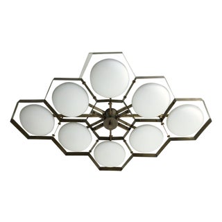 21st Century Hive Bronze Matte White Murano Flush Mount by Fabio LTD For Sale