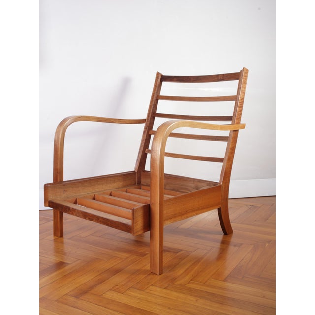 Art Deco Upholstered Walnut Lounge Chair, 1930s For Sale - Image 3 of 18