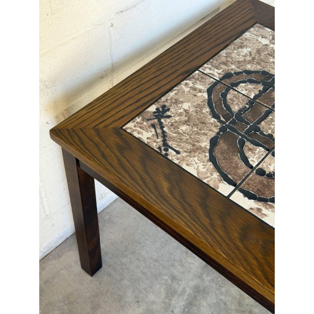 Wood Stained Oak Ceramic Tile-Top Coffee Table Gangsø Møbler Danish Mid-Century Modern 1970s For Sale - Image 7 of 11
