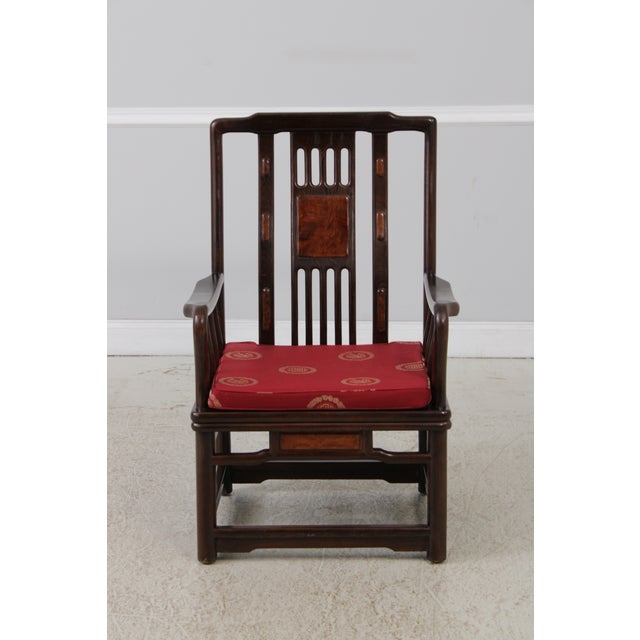 Pair Vintage Chinese Rosewood Armchairs For Sale - Image 4 of 13
