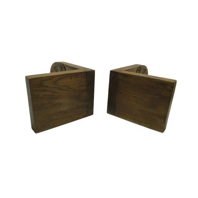 Metal Art Nouveau Wooden Bookends, Sweden, 1900s, Set of 2 For Sale - Image 7 of 8