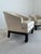 Great looking, Asian style Broyhill lounge chairs. Need reupholstery. Age unknown. Super comfy. Dark finish on the wood....