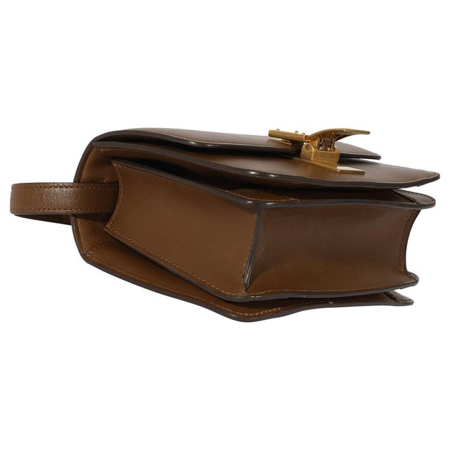 Brown Smooth Leather Small Box Bag For Sale In New York - Image 6 of 8