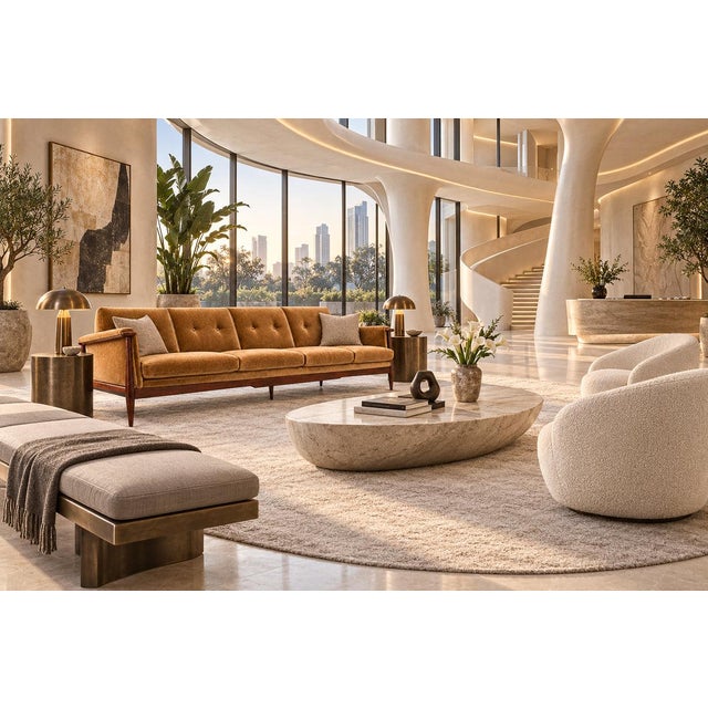 “Canoa” Sofa in Brazilian Rosewood and Warm Camel Velvet, Liceu de Artes e Ofícios, Brazil, 1960s — Lot 856C For Sale - Image 16 of 18