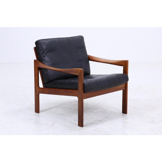 Mid-Century Teak and Leather Armchair by Illum Wikkelsø for Niels Eilersen and Musterring, 1960s For Sale - Image 4 of 13