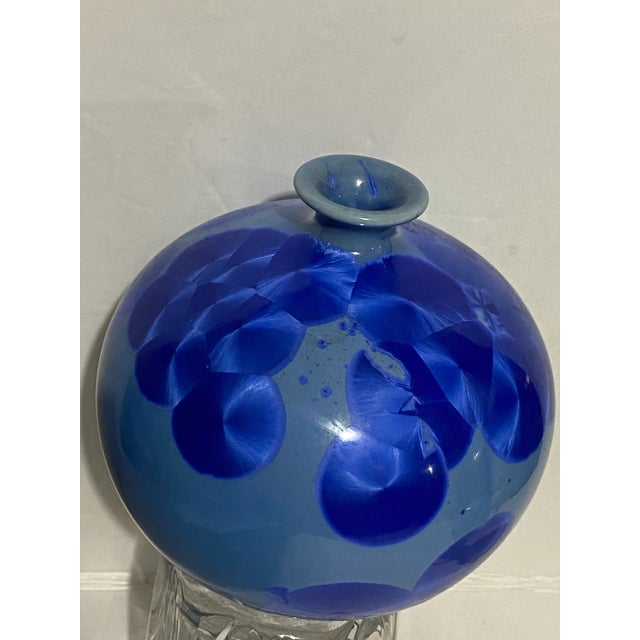 Unique art pottery vase featuring beautiful cultured crystals in the glaze. Endlessly beautiful to look at, and sure to...