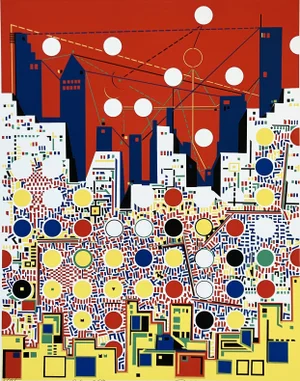 Risaburo Kimura Abstract Geometric Serigraph - City 369 - Signed, Numbered