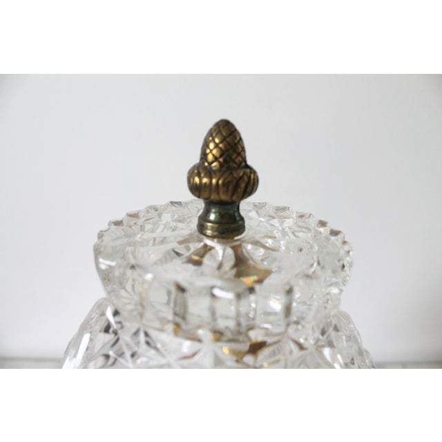Transparent Vintage Cut Crystal Boudoir Table Lamp W/ Matching Shade For Sale - Image 8 of 11