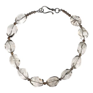 Ajd 18 Inch Clear Quartz Nuggets With Silvery Accents Necklace For Sale