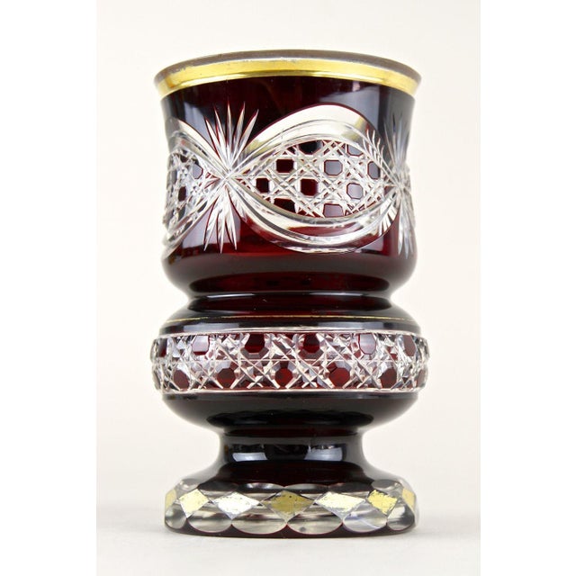 19th Century Biedermeier Ruby Red Overlay Glass Goblet, 1840s For Sale - Image 11 of 18