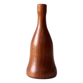 Vintage Mid-Century Turned Wood Hand Bell For Sale