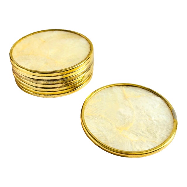Vintage Capiz Shell Coasters - Set of 8 For Sale