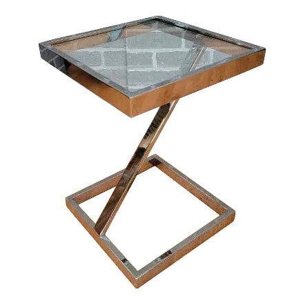 Pace Collection Z Chrome and Glass End Table For Sale