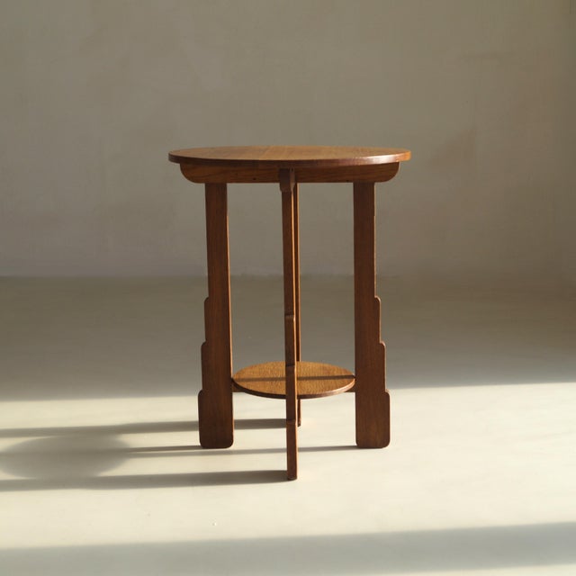 Dutch Amsterdam School Art Deco Stepped Side Table with Ball Feet, 1920s For Sale - Image 4 of 16