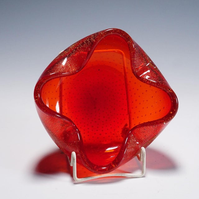 Mid-Century Modern Vintage Murano Art Glass Bowl With Gold Foil 1950s For Sale - Image 3 of 6