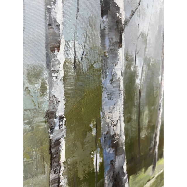 Birch Tree Impressionistic Landscape Original Oil Painting For Sale - Image 11 of 11