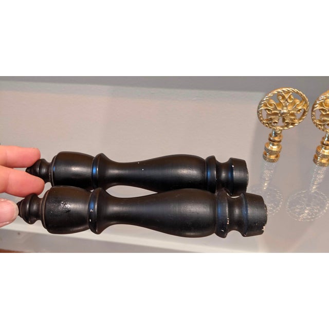 Oversize Black Turned Wood Lamp Finials A Pair Chairish