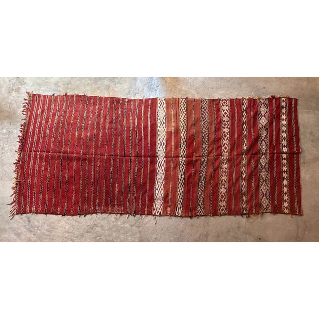Red 1980s Authentic Red Flatweave Rug With Geometric Patterns - 12.7 X 5.51 Ft For Sale - Image 8 of 10